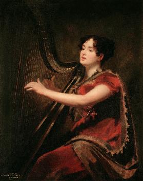 The Marchioness of Northampton, Playing a Harp c.1820