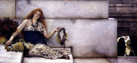 Spring Flowers: Garland Seller on the Steps of the Temple von Sir Lawrence Alma-Tadema