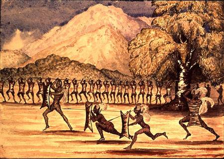 War Dance, illustration from 'The Albert N'yanza Great Basin of the Nile' by Sir Samuel Baker von Sir Samuel Baker