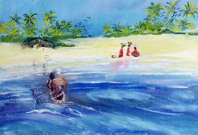 Candolim Beach, Goa, India, 1998 (oil on paper) 