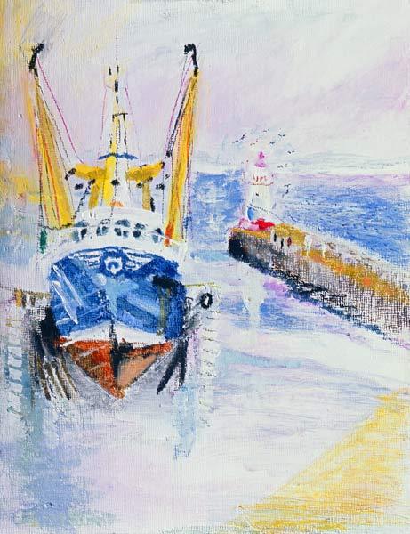 Newlyn, Cornwall, 2005 (oil pastel & acrylic on board) 