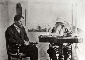 Lew Tolstoi und der Schriftsteller Anton Tschechow in Haspra 1902