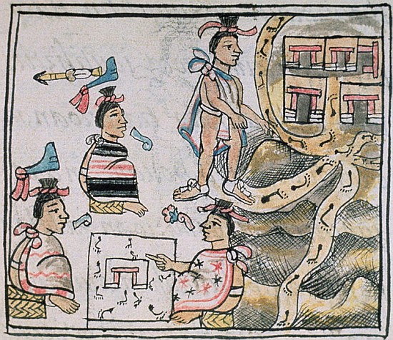 Ms Palat. 218-220 Book IX Aztecs consulting and following a map, from the ''Florentine Codex'' by Be von Spanish School