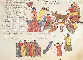 Fol.46r Adoration of the Golden Calf, from the ''Bible Mozarabe''
