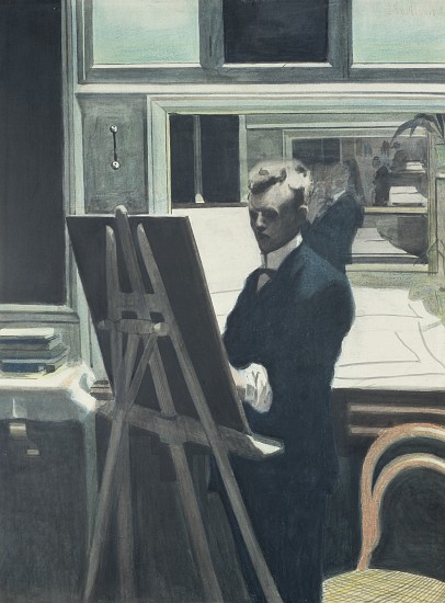 Self Portrait with Easel in the Mirror von Leon Spilliaert