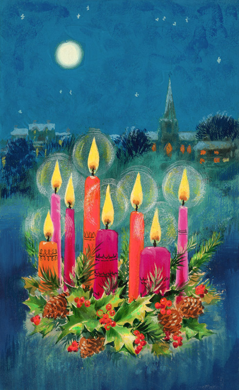 Christmas Candles (gouache)  von Stanley  Cooke