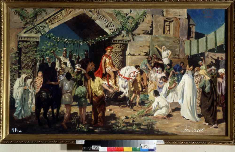 Alexander der Große besucht Jerusalem von Stefan Vladislavovich Bakalowicz