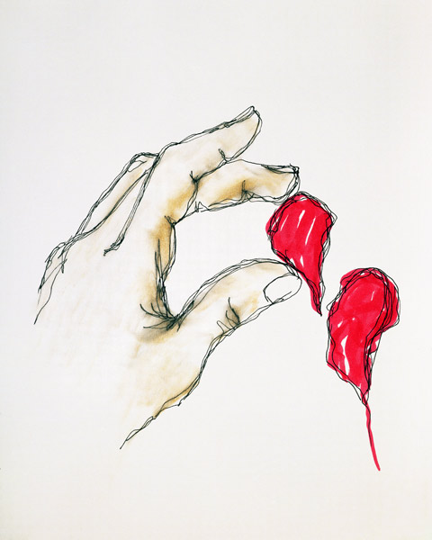 A Piece of Your Heart, 1996 (pen & w/c on paper)  von Stevie  Taylor