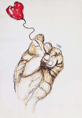 Holding You, 1996 (pen & w/c on paper)  1996