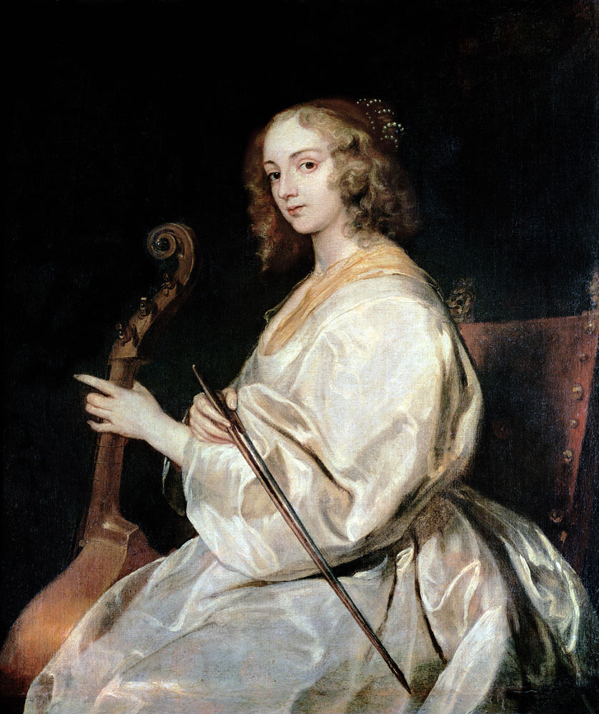 Young Woman Playing a Viola da Gamba von (studio of) Sir Anthony van Dyck