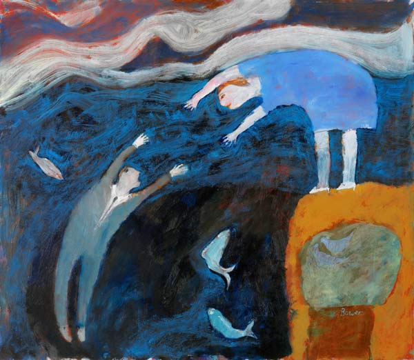 Saving the Man from the Sea, 2003 (oil on board)  von Susan  Bower