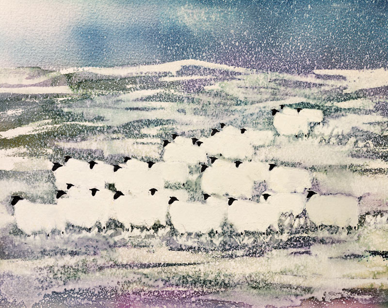 Sheep in Winter  von Suzi  Kennett