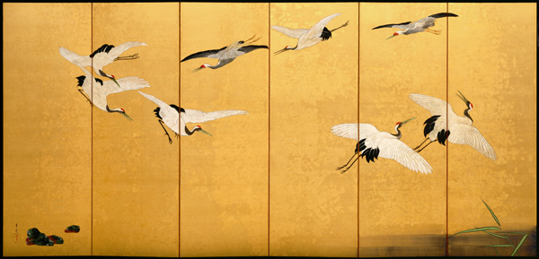 Reeds and Cranes, Edo Period von Suzuki Kiitsu