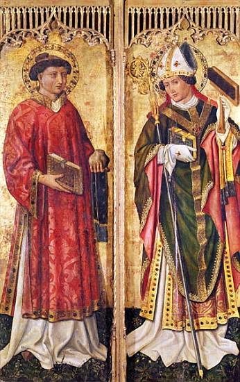 St. Stephen and St. Blaise, from the Altarpiece of Pierre Rup, c.1450 von Swiss School