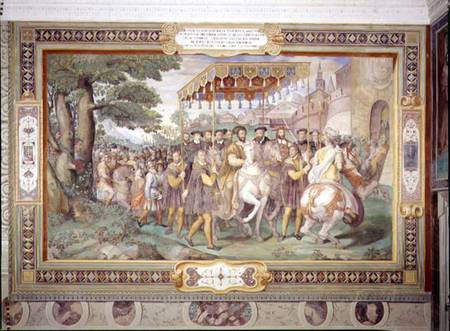Francis I (1494-1547) and Alessandro Farnese (1546-92) Entering Paris in 1540 from the 'Sala dei Fas von Taddeo & Federico Zuccaro or Zuccari