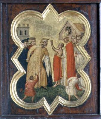 St. Francis before the Bishop (tempera on panel) von Taddeo Gaddi