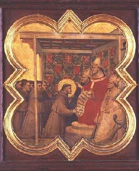 St. Francis presenting his Rule to the Pope (tempera on panel) 1912