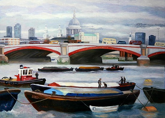 Busy Scene at Blackfriars, 2005 (oil on panel)  von Terry  Scales