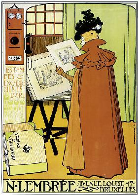 Poster advertising 'N. Lembree' art shop, Brussels 1898