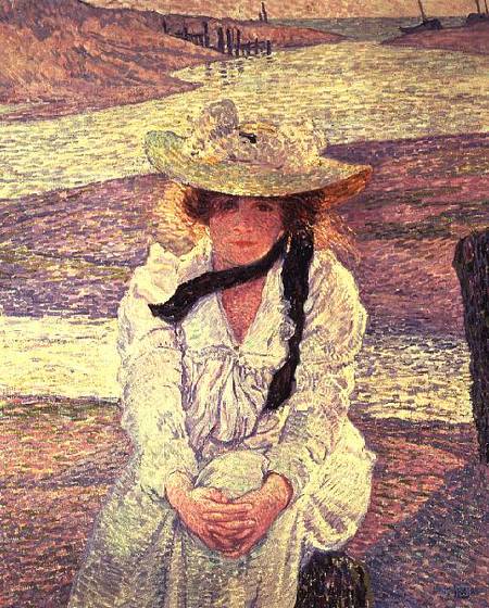 Young Woman on the Banks of the Greve River von Theo van Rysselberghe