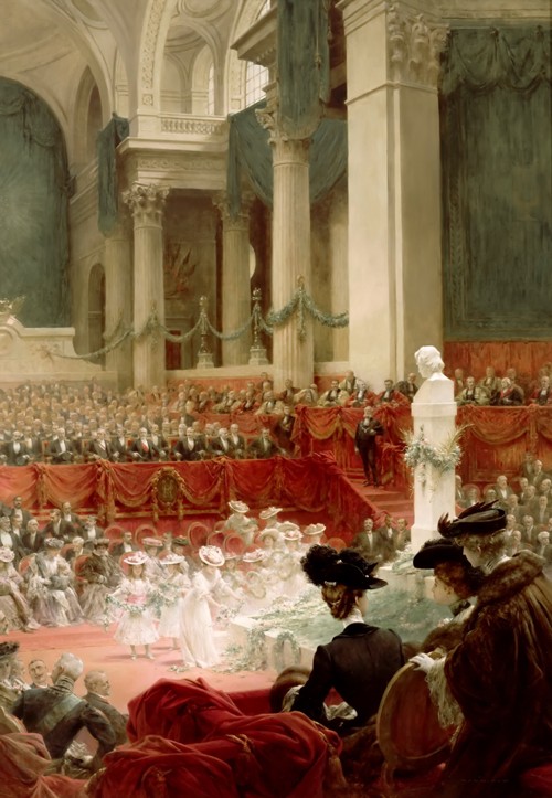 Feier anlässlich des 100-jährigen Jubiläums von Victor Hugo im Panthéon in Anwesenheit des Präsident von Theobald Chartran