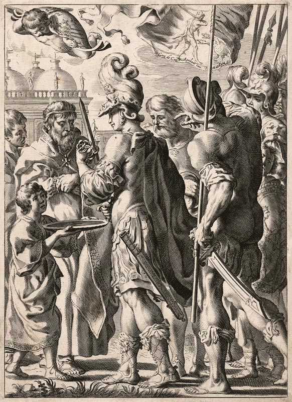 Alexander der Große durchtrennt den Gordischen Knoten von Theodor Matham