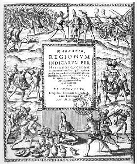 Bartholome de Las Casas (1474-1566) condemning the cruel treatment of the Indians the Conquistadors,