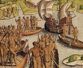 ''The Lusitanians send a second Boat towards me'', from ''Americae Tertia Pars...''