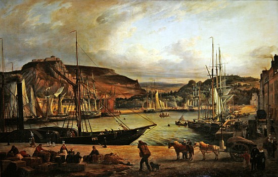 View of the commercial port at Cherbourg von Theodore Deslinieres