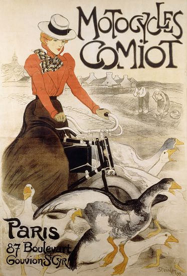 An advertising poster for 'Motorcycles Comiot' von Théophile-Alexandre Steinlen