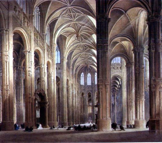 The Interior of St. Eustache, Paris, 19th century von Thomas Allom