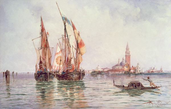 Fishing boats near San Giorgio Maggiore, Venice von Thomas Bush Hardy