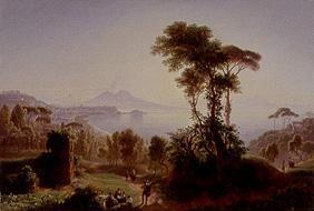 Blick auf die Bucht von Neapel mit dem Vesuv. 1846
