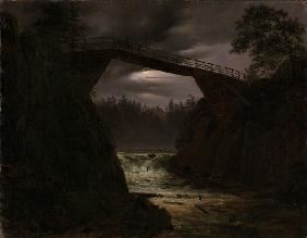 Die Brücke außerhalb von Arendal 1843