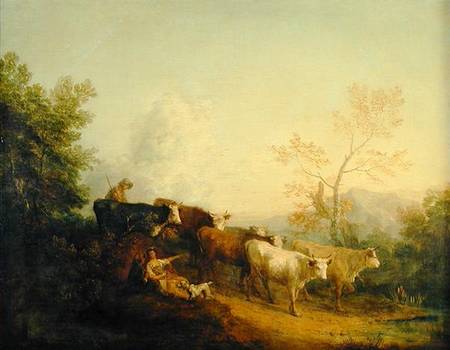 Herdsmen Driving Cattle towards a Post von Thomas Gainsborough