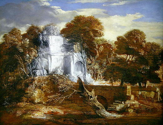 Landscape with a Figure and Cattle (oil on canvas) von Thomas Gainsborough