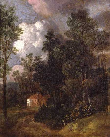 Wooded Landscape with Country House and Two Figures von Thomas Gainsborough