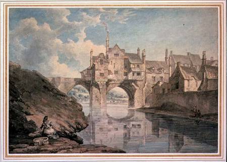 Elvet Bridge, Durham  and pencil on von Thomas Hearne