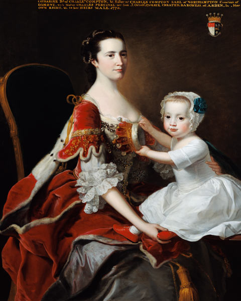 Portrait of Catherine Compton (d.1784) Countess of Egmont and her Eldest Son Charles Perceval (b.175 von Thomas Hudson