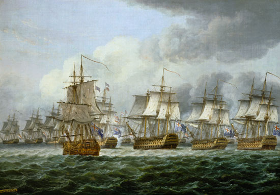 Die Schlacht von Kap St. Vincent (1797) oder bei der Doggerbank (1781) von Thomas Luny