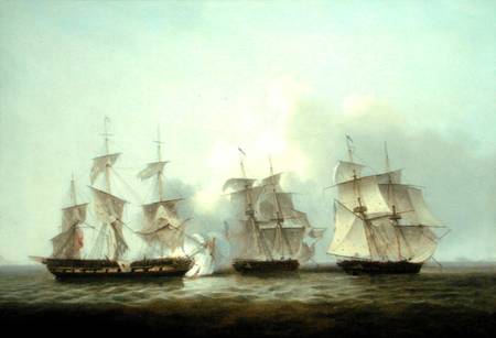 HMS Gore in Action With the French Brigs 'Palinure' and 'Pilade' von Thomas Luny