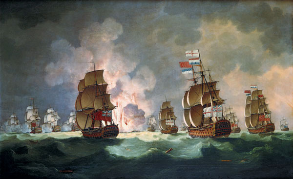 Nächtliche Seeschlacht bei St. Vincent (am 16.Januar 1780) von Thomas Luny