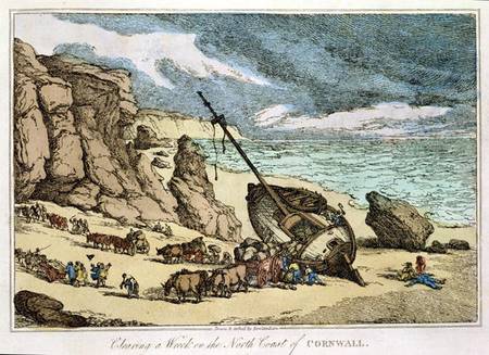 Clearing a Wreck on the North Coast of Cornwall, from 'Sketches from Nature' von Thomas Rowlandson