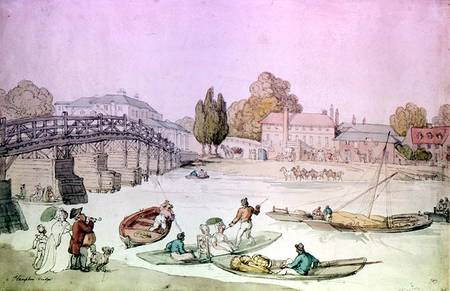 Hampton Bridge with Punts and Barges von Thomas Rowlandson