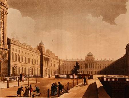 Somerset House, the Strand from Ackermann's 'Microcosm of London' Vol III von Thomas Rowlandson