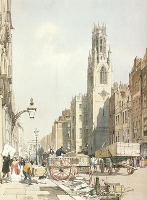 St. Dunstan's, Fleet Street, from 'London As It Is', engraved and pub. by the artist, 1842 (colour l von Thomas Shotter Boys