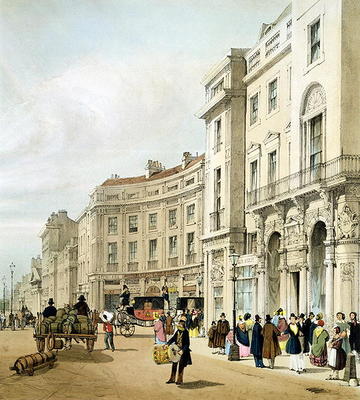 Western side of John Nash's extended Regent Circus (detail) from 'London As It Is', engraved and pub von Thomas Shotter Boys