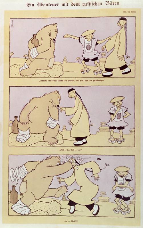 Satirischer Cartoon des Russisch-Japanischen Krieges (1904-5) von Thomas Theodor Heine