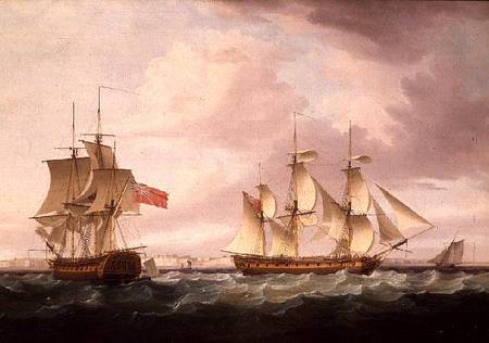 British Frigates off Dover von Thomas Whitcombe