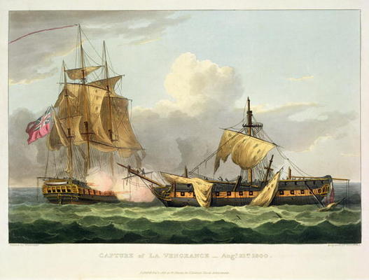 The Capture of La Vengeance, August 21st 1800, engraved by Thomas Sutherland for J. Jenkins's 'Naval von Thomas Whitcombe